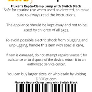 Fluker's Repta-Clamp Lamp with Switch Black 8.5in - Includes Attached DBDPet Pro-Tip Guide