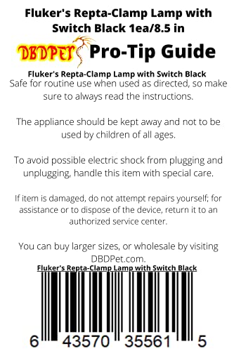 Fluker's Repta-Clamp Lamp with Switch Black 8.5in - Includes Attached DBDPet Pro-Tip Guide