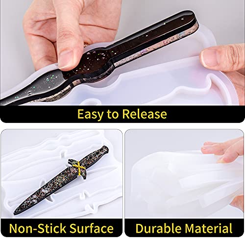 Dagger Resin Molds Silicone,Sword Silicone Molds with 4 Different Shapes,Casting Epoxy Resin Mold Kit for Keychain,Toy,Halloween Cosplay Art,Home Decoration,DIY Crafts Making