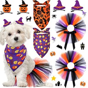 8 pieces halloween dog tulle tutu skirt with halloween dog bandana cartoon hairpins halloween dog costumes pet halloween accessories supplies for small dogs cats halloween birthday party supplies