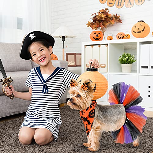 8 Pieces Halloween Dog Tulle Tutu Skirt with Halloween Dog Bandana Cartoon Hairpins Halloween Dog Costumes Pet Halloween Accessories Supplies for Small Dogs Cats Halloween Birthday Party Supplies