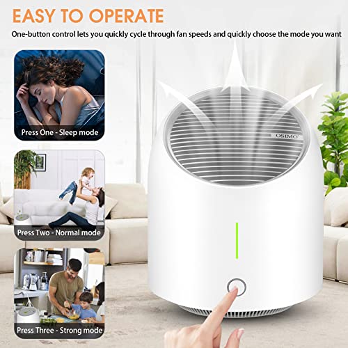 Air Purifiers for Bedroom, OSIMO Small Room Air Purifier with H13 True HEPA Air Filter for Home Office, USB Quiet Desktop Portable Air Cleaner, 3 Modes for Dust Pet Dander Smoke Odor