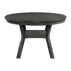 Picket House Taylor Wood 47" Round Kitchen Dining Table, with Storage Shelf, in Gray