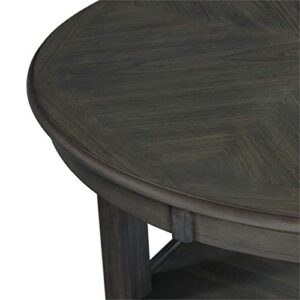 Picket House Taylor Wood 47" Round Kitchen Dining Table, with Storage Shelf, in Gray