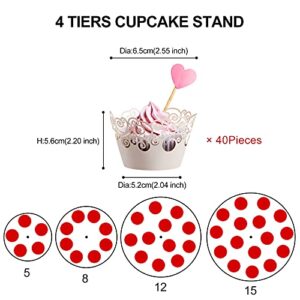 Cupcake Stand, 4-Tier Round Acrylic Cupcake Display Stand Dessert Tower Pastry Stand for Wedding Birthday Theme Party- 15.3 Inches (Transparent)