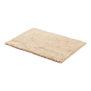 spotgrowth non-slip chenille bath mat for bathroom rugs 20 x32 inches extra soft and absorbent microfiber shag rug,machine washable,shower and bath room floor mats,beige, (sp210717)