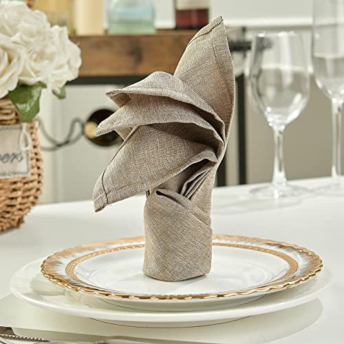 Mebakuk Rectangle Tablecloth and Cloth Napkins Set of 12, Anti-Shrink Soft and Wrinkle Resistant Decorative Fabric for Wedding Party Restaurant Dinner Parties (60 x 84 Inch Mocha)
