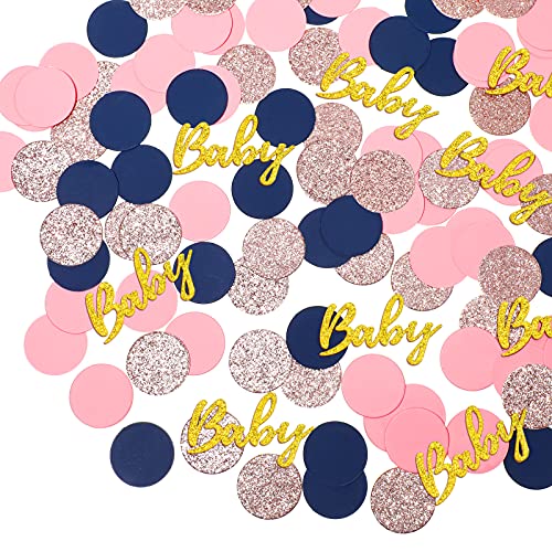 240 Pieces Gender Reveal Table Confetti Baby Shower Confetti Navy Blue Pink Confetti for Baby Shower Birthday Party Decoration (Classic Color)