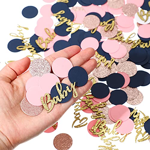 240 Pieces Gender Reveal Table Confetti Baby Shower Confetti Navy Blue Pink Confetti for Baby Shower Birthday Party Decoration (Classic Color)