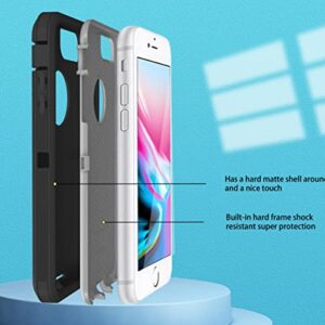 ONOLA Compitable with iPhone 8 Plus Case,iPhone 7 Plus Case + Tempered Glass Screen Protector [2 Packs] Heavy Duty Protection Phone Case for iPhone 8 Plus & 7 Plus (Black Grey, iPhone 8/7 Plus)