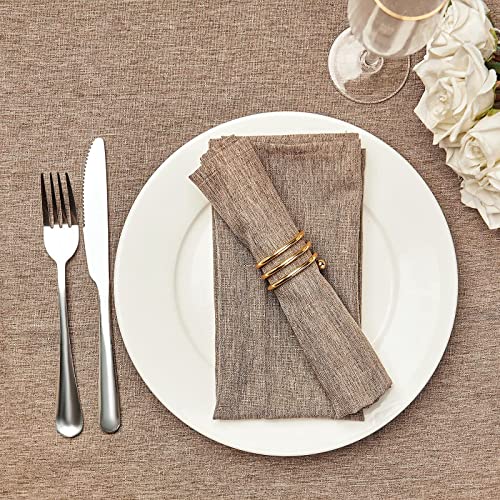 Mebakuk Rectangle Tablecloth and Cloth Napkins Set of 12, Anti-Shrink Soft and Wrinkle Resistant Decorative Fabric for Wedding Party Restaurant Dinner Parties (60 x 84 Inch - Flaxen)