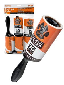 mighty paw pet hair roller (5 lint roller refills) | extra sticky lint rollers for pet hair. travel pet lint roller. pet hair remover for clothes, pet fur remover. dog hair remover for couch furniture