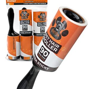 Mighty Paw Pet Hair Roller (5 Lint Roller Refills) | Extra Sticky Lint Rollers for Pet Hair. Travel Pet Lint Roller. Pet Hair Remover for Clothes, Pet Fur Remover. Dog Hair Remover for Couch Furniture