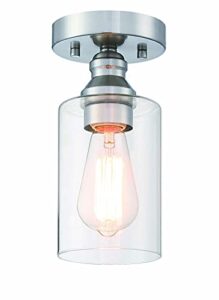 wisbeam semi flush mount ceiling light fixture, e26 medium base, metal housing with clear glass, etl rated, bulbs not included, 1-pack