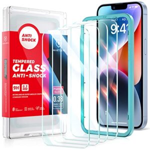 smartdevil 3 pack screen protector for iphone 13 pro max/iphone 14 plus(6.7 inch), [easy installation frame][double military grade shatterproof] hd bubble free 9h tempered glass-case friendly