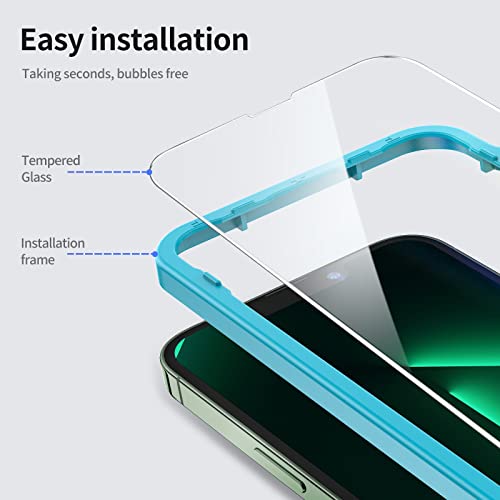 SmartDevil 3 Pack Screen Protector for iPhone 13 Pro Max/iPhone 14 Plus(6.7 Inch), [Easy Installation Frame][Double Military Grade Shatterproof] HD Bubble Free 9H Tempered Glass-Case Friendly