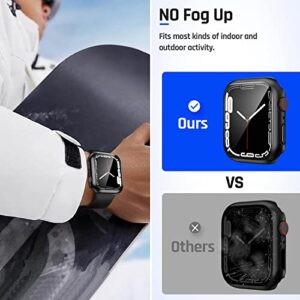Goton Waterproof Case Compatible with Apple Watch 44mm SE (2nd Gen) Series 6 5 4 with Tempered Glass Screen Protector, iWatch Full Protective Hard PC Bumper Case Face Cover for Men Women 44 mm Black