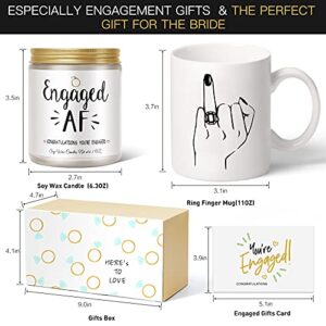 Engagement Gifts for Couples Women Newly Engaged Gifts Unique Mr And Mrs Wedding Engaged AF Soy Wax Candle Gifts for Her Ring Finger Coffee Mug Engagement Bride Gifts Engagement Gift for Women