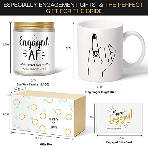 Engagement Gifts for Couples Women Newly Engaged Gifts Unique Mr And Mrs Wedding Engaged AF Soy Wax Candle Gifts for Her Ring Finger Coffee Mug Engagement Bride Gifts Engagement Gift for Women