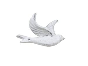 handcrafted nautical decor whitewashed cast iron flying bird decorative metal wing wall hook 5.5"