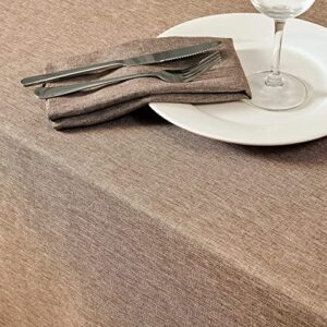 Mebakuk Rectangle Tablecloth and Cloth Napkins Set of 12, Anti-Shrink Soft and Wrinkle Resistant Decorative Fabric for Wedding Party Restaurant Dinner Parties (52 x 70 Inch Flaxen)