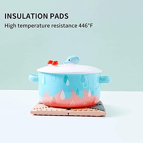 4 Silicone Trivet Mats Foldable- 446°F Heat Resistance Trivets for Kitchen Counter, Table, Pots, and Pans - Multipurpose Silicone Mats Pot Holders - Mixed Colors Trivets Set for Hot Dishes