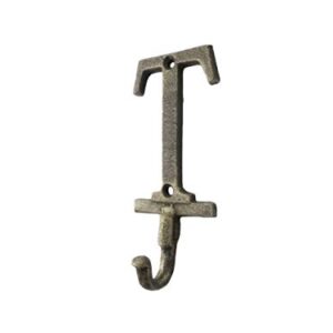 Handcrafted Nautical Decor Rustic Gold Cast Iron Letter T Alphabet Wall Hook 6"