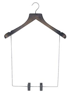 nahanco 17” dark wood display hanger with 16" drop bar, gunmetal clips - 12/carton