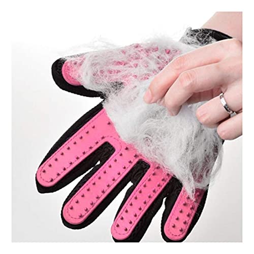 Pet Hair Remover Glove - Gentle Pet Grooming Glove Brush - Deshedding Glove - Massage Mitt with Enhanced Five Finger Design - Perfect for Dogs & Cats with Long & Short Fur - 1 Pack (Right-Hand,Pink)