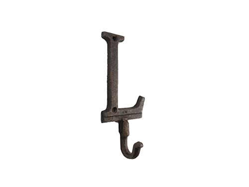 Handcrafted Nautical Decor Rustic Copper Cast Iron Letter L Alphabet Wall Hook 6"