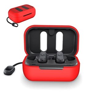 wqnide case for skullcandy dime, waterproof & shockproof silicone carrying protective case,skullcandy dime true wireless earbuds case cover(red)
