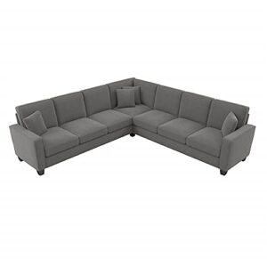 bush furniture stockton l shaped sectional couch, 110w, french gray herringbone