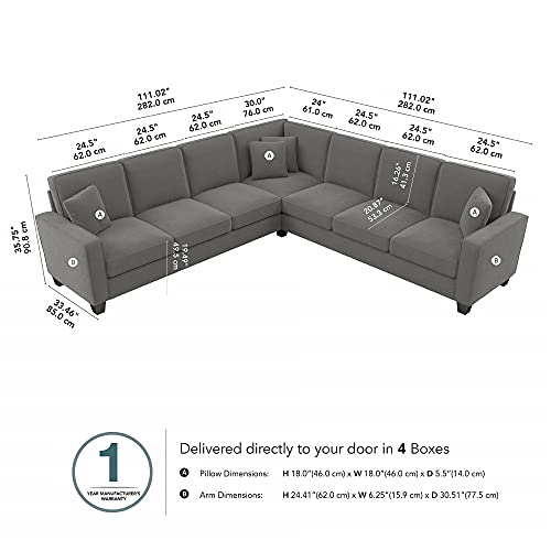 Bush Furniture Stockton L Shaped Sectional Couch, 110W, French Gray Herringbone
