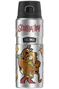 scooby-doo scooby and shaggy snacks thermos stainless king stainless steel drink bottle, vacuum insulated & double wall, 24oz