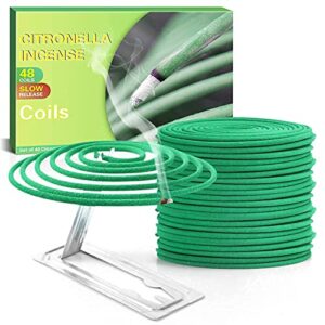 Citronella coils, Citronella Candles for Outdoor Indoor, 48 Coils with 6 x 2.5 oz Candles