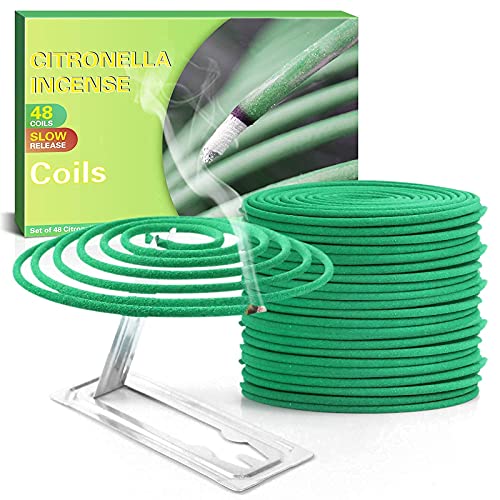 Citronella coils, Citronella Candles for Outdoor Indoor, 48 Coils with 6 x 2.5 oz Candles