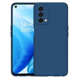 foluu for oneplus nord n200 5g case, liquid silicone gel rubber bumper case with soft microfiber lining cushion slim hard shell shockproof protective cover for oneplus nord n200 5g 2021 (blue)