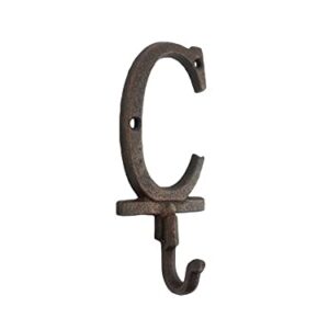 Handcrafted Nautical Decor Rustic Copper Cast Iron Letter C Alphabet Wall Hook 6"