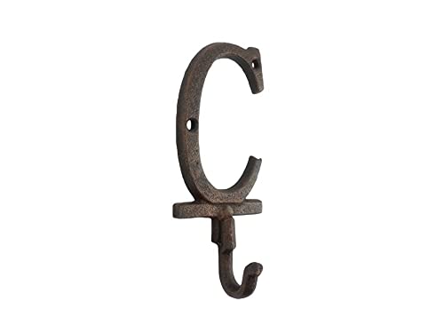 Handcrafted Nautical Decor Rustic Copper Cast Iron Letter C Alphabet Wall Hook 6"