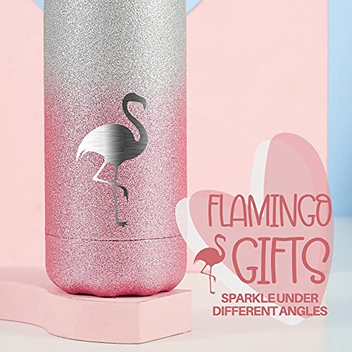 Onebttl Flamingo Bottle Gifts for Women, Girls, Her - 17oz/500ml Stainless Steel Insulated Water Bottle - Flamingo Gifts for Flamingo Lovers - (Pink Sliver Gradient)