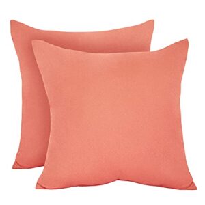 cozy bed decorative square throw (set of 2) pillow, 2 count (pack of 1), coral