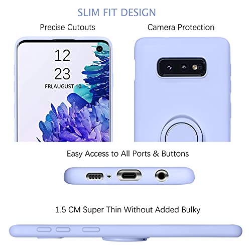 Telaso Samsung Galaxy S10e Case, Slim Silicone | Kickstand with 360° Ring Holder | Support Car Mount | Soft Gel Rubber Hybrid Bumper Galaxy S10e Phone Case Cover for Girls Women, Purple/Lavender