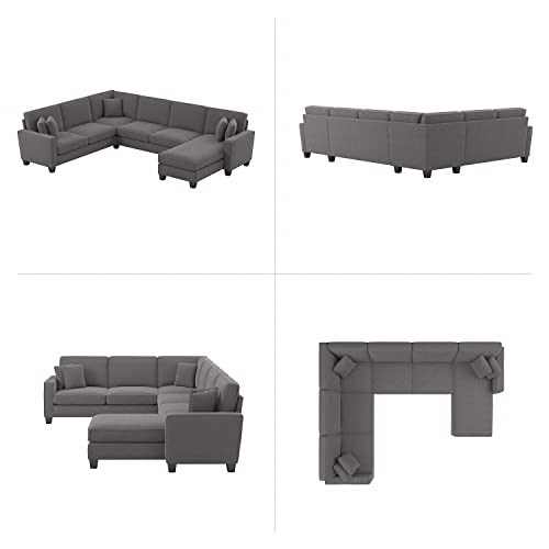 Bush Furniture Stockton U Shaped Sectional Couch with Reversible Chaise Lounge, 127W, French Gray Herringbone