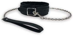 gothic plush leather collars choker with chain detachable leash rope small pet collar black