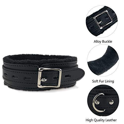 Gothic Plush Leather Collars Choker with Chain Detachable Leash Rope Small Pet Collar Black