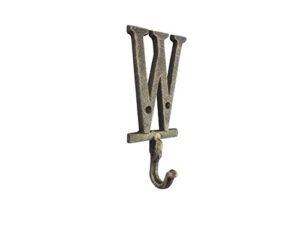 handcrafted nautical decor rustic gold cast iron letter w alphabet wall hook 6"