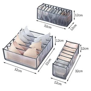 Pack of 3 Underwear Drawer Organizer, Washable Nylon Mesh Underwear Storage Closet Organizer Drawer Dividers, Compartments Organizer for Underwear, Socks, Clothes, Bras