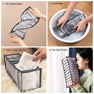 Pack of 3 Underwear Drawer Organizer, Washable Nylon Mesh Underwear Storage Closet Organizer Drawer Dividers, Compartments Organizer for Underwear, Socks, Clothes, Bras