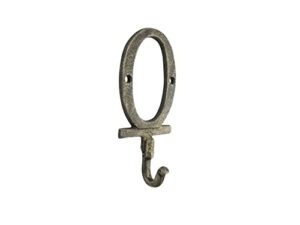handcrafted nautical decor rustic gold cast iron letter o alphabet wall hook 6"