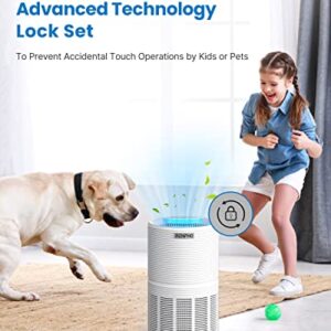 RENPHO Air Purifier for Home with 1 Pack Replacement Filter for Moist Conditions, True HEPA Air Filter Cleaner Intercepts Dust, Smoke, Smell, For room up to 240ft² (22m²), Quiet 26dB, RP-AP088-F2, 1 P